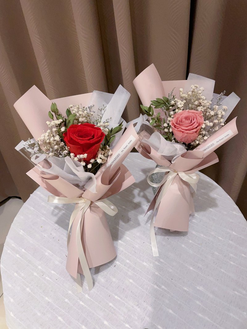 单支永生玫瑰花束 干燥花束 情人节花束 七夕花束 母亲节花束 - 摆饰 - 植物．花 多色