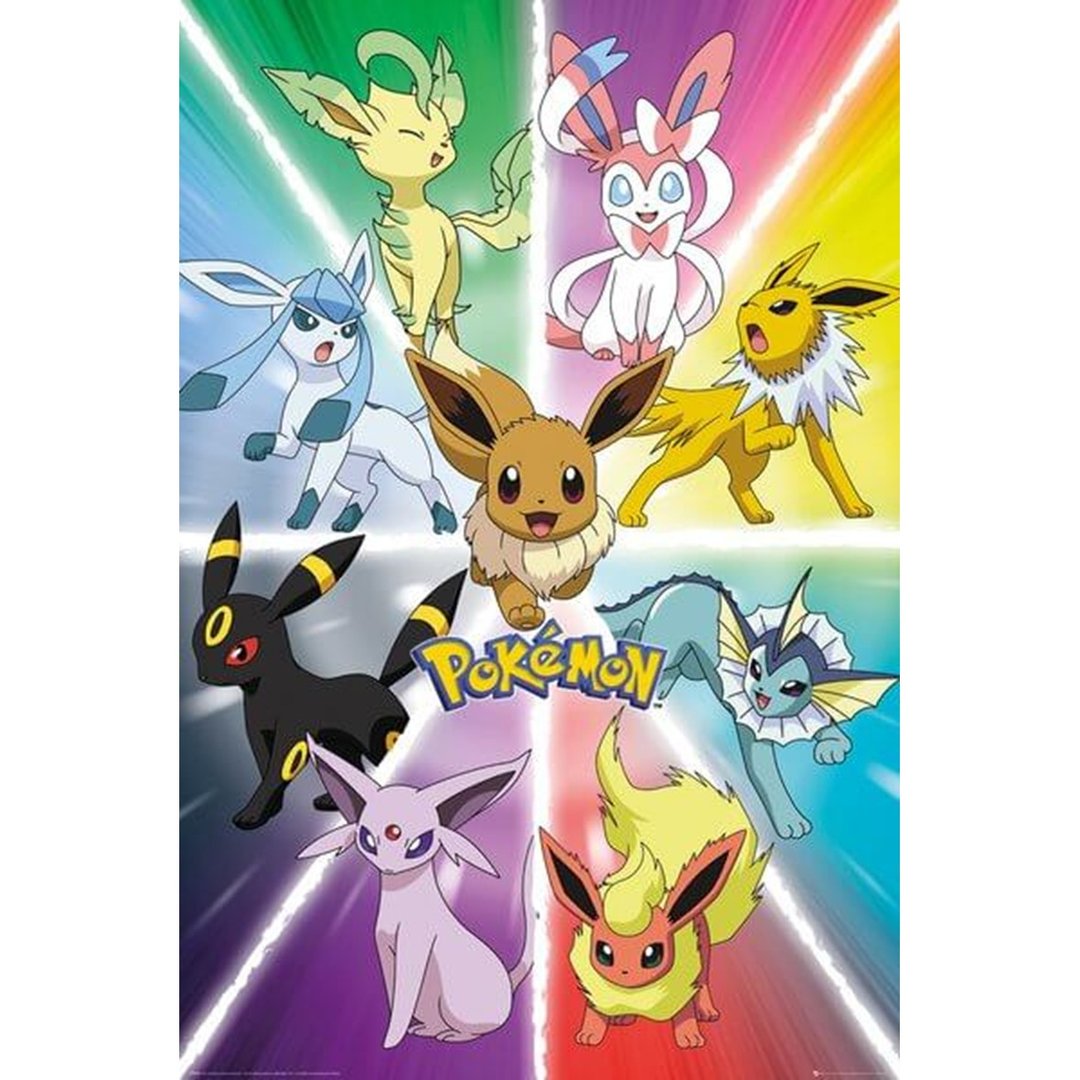 【宝可梦】伊布 EEVEE/POKEMON 九彩升华齐聚顶 - 进口海报 - 海报/装饰画/版画 - 其他材质 多色