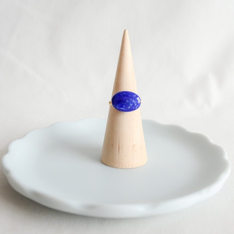 Lapis Lazuli – Small Grain – Gold Ring – Natural Stone Ri - 戒指 - 其他金属 蓝色