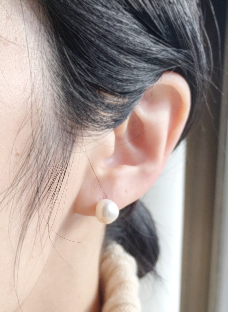 K14gf 白色客西珍珠造型耳环，时尚耳饰 - 耳环/耳夹 - 珍珠 白色