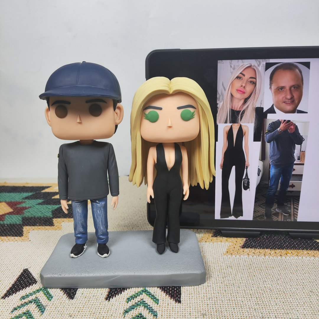 纯手工定制美国Funko Pop 自画像公仔情侣父母夫妻结婚周年礼物 - 玩偶/公仔 - 粘土 多色