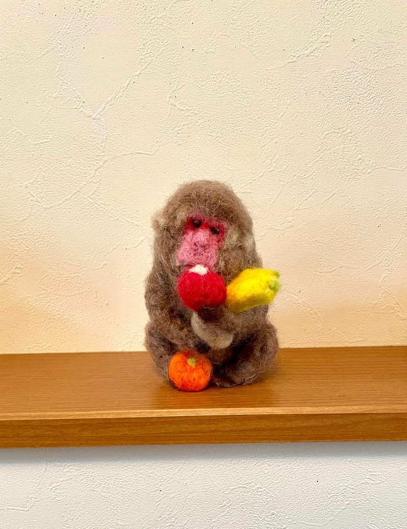 猴子羊毛毡 - 编织/刺绣/羊毛毡/裁缝 - 羊毛 咖啡色