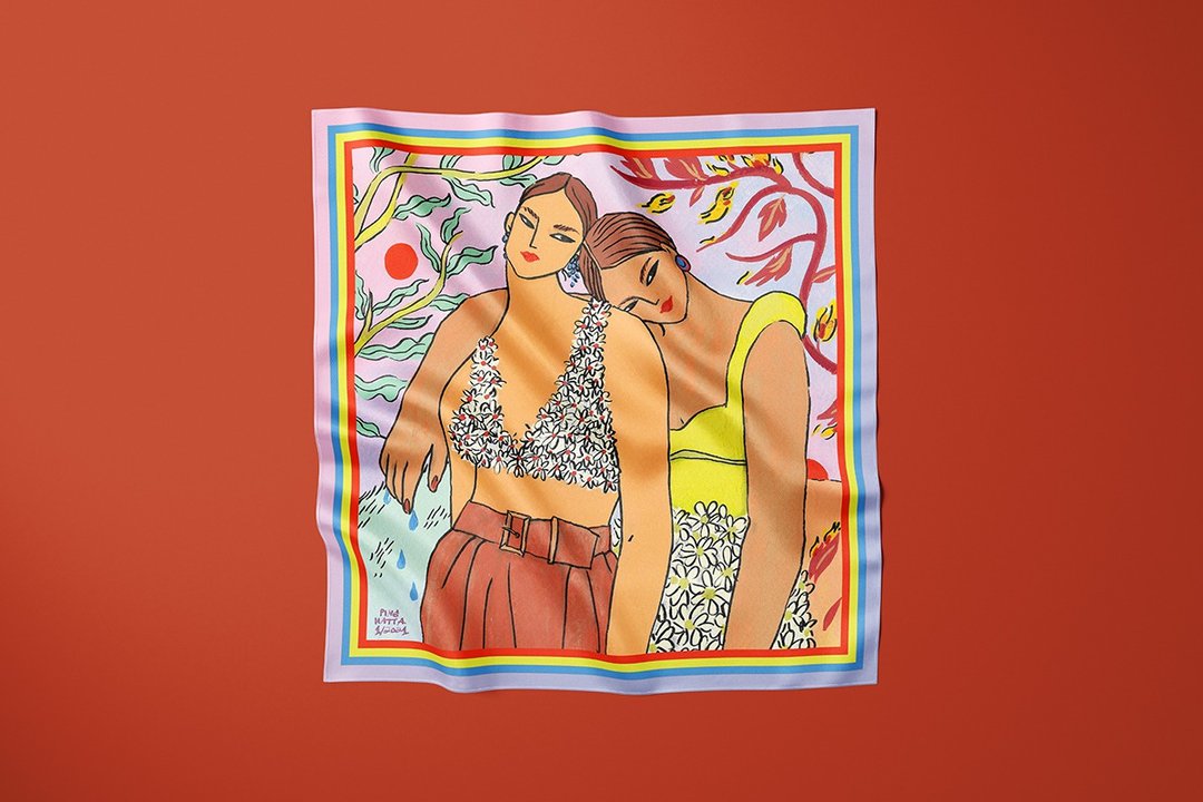 Support System silk polyester scarf - 丝巾 - 其他人造纤维 