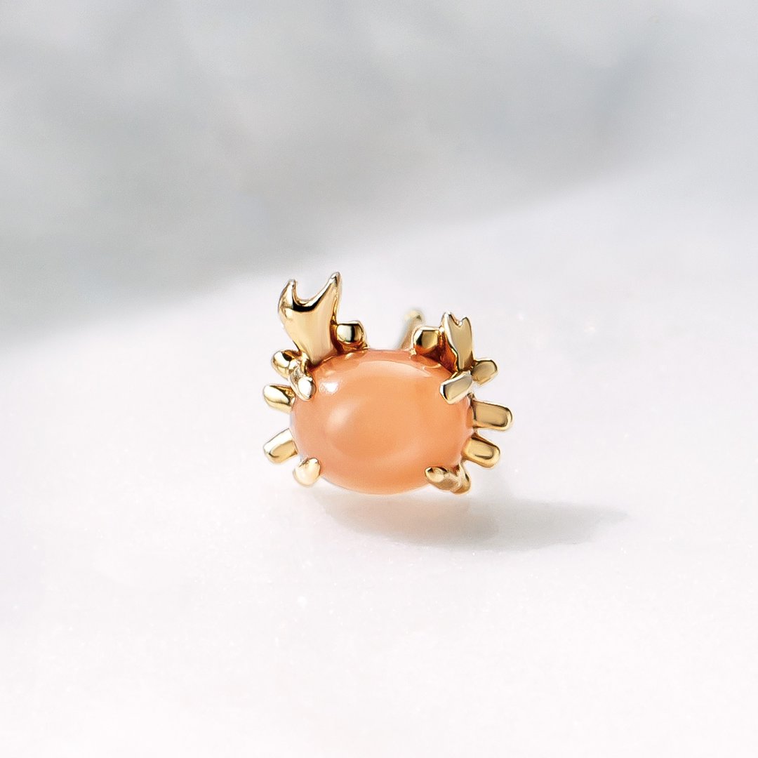 【Solo Earring】 18K/10K 螃蟹单边耳环 (黄金) - 耳环/耳夹 - 贵金属 