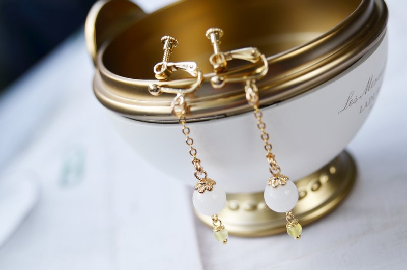 诞生石母乳珠耳饰 (耳环) (母乳珠10mm) - 耳环/耳夹 - 铜/黄铜 多色