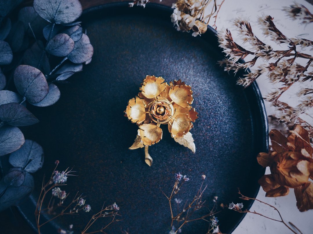 Warner 日与夜 机械花机关胸针—美国古董首饰 Vintage Jewelry - 胸针 - 其他金属 