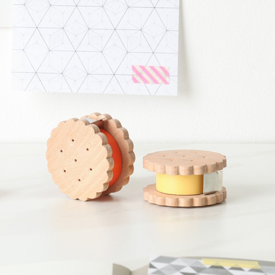 24H 快速出货 | Pana Objects 胶心饼干 - 胶带台 - 纸胶带 - 木头 咖啡色