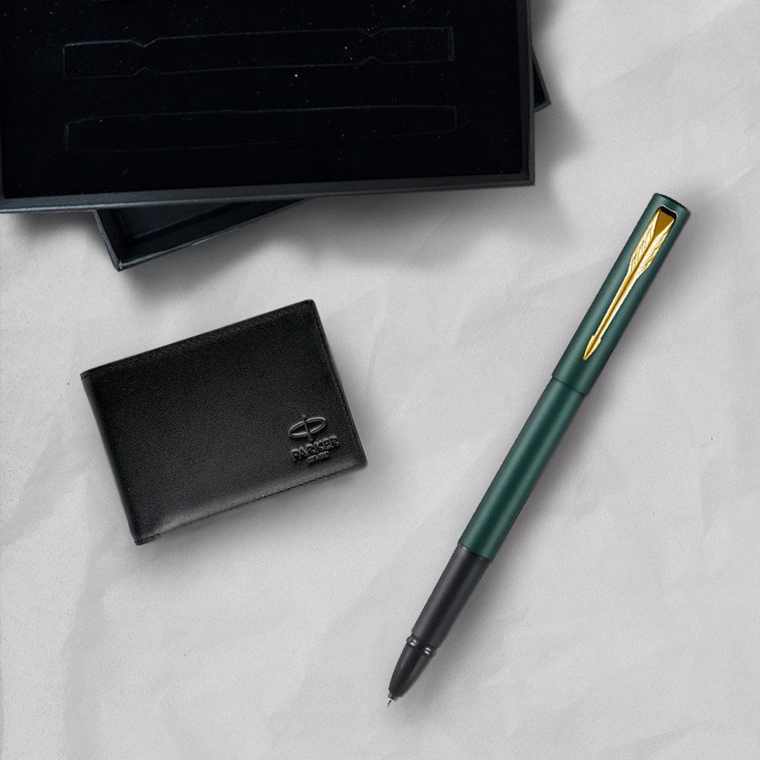 PARKER 派克 威雅XL系列 潮水绿 钢珠笔 牛皮短夹礼盒 免费刻字 - 钢珠笔 - 其他金属 绿色