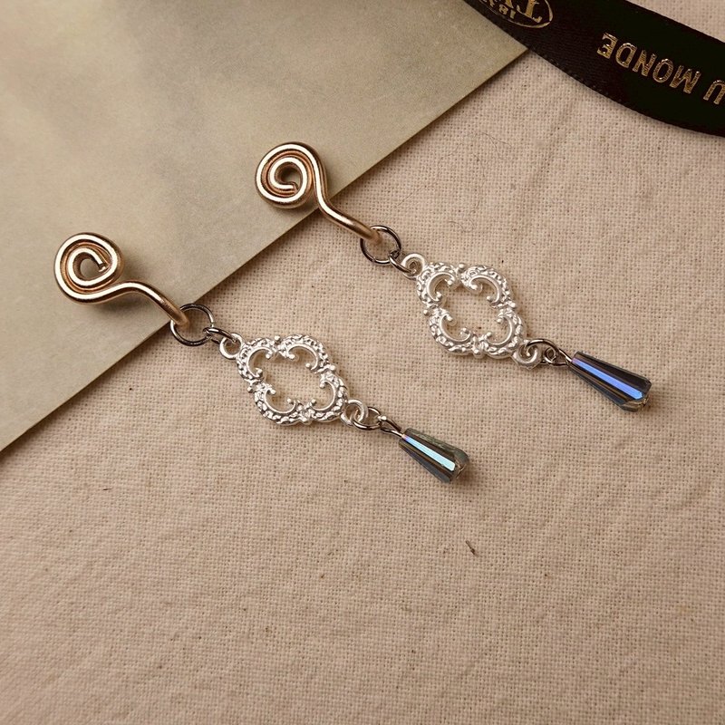 银色框景 无痛耳夹 - 耳环/耳夹 - 其他金属 