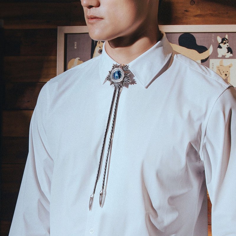 光辉时刻 保罗领带 Bolo Tie 真皮 皮革项链 皮绳领带 长项链 - 项链 - 人造皮革 银色