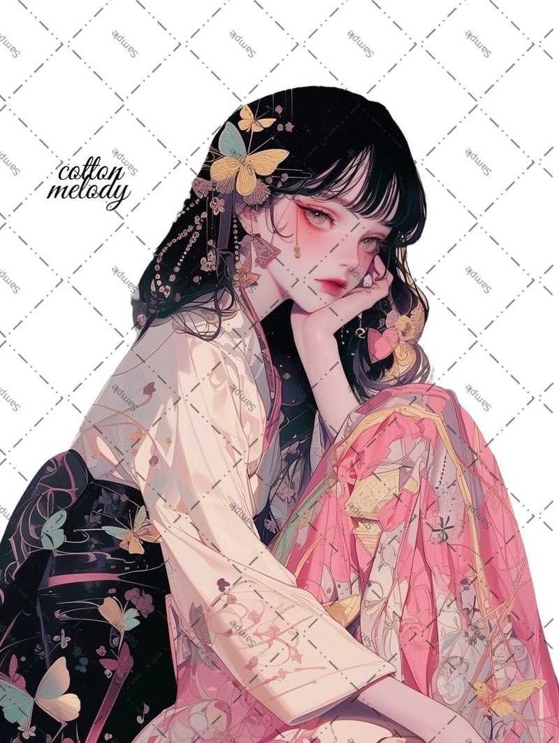 original sticker no.1691 人物贴纸 原创贴纸 人物贴纸 女孩贴纸 原创人物贴纸 - 贴纸 - 纸 