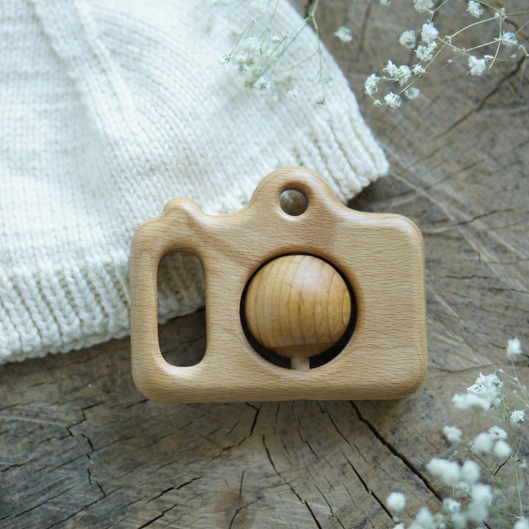 Wooden rattle camera toy. - 玩具/玩偶 - 木头 咖啡色