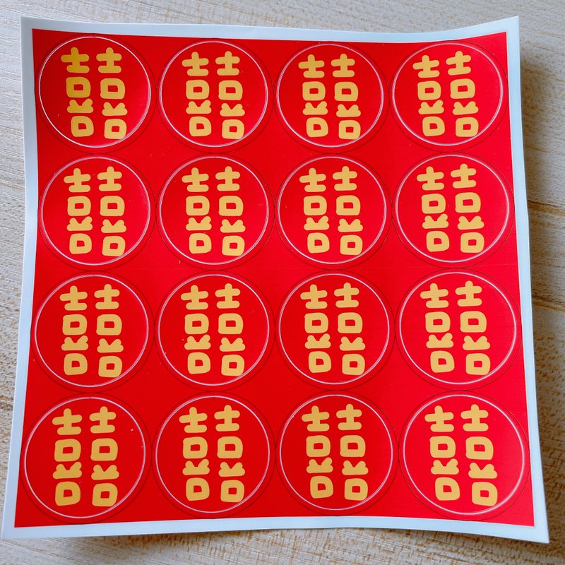 囍 囍字贴纸 婚礼贴纸 3 cm 一份16枚 - 贴纸 - 纸 粉红色