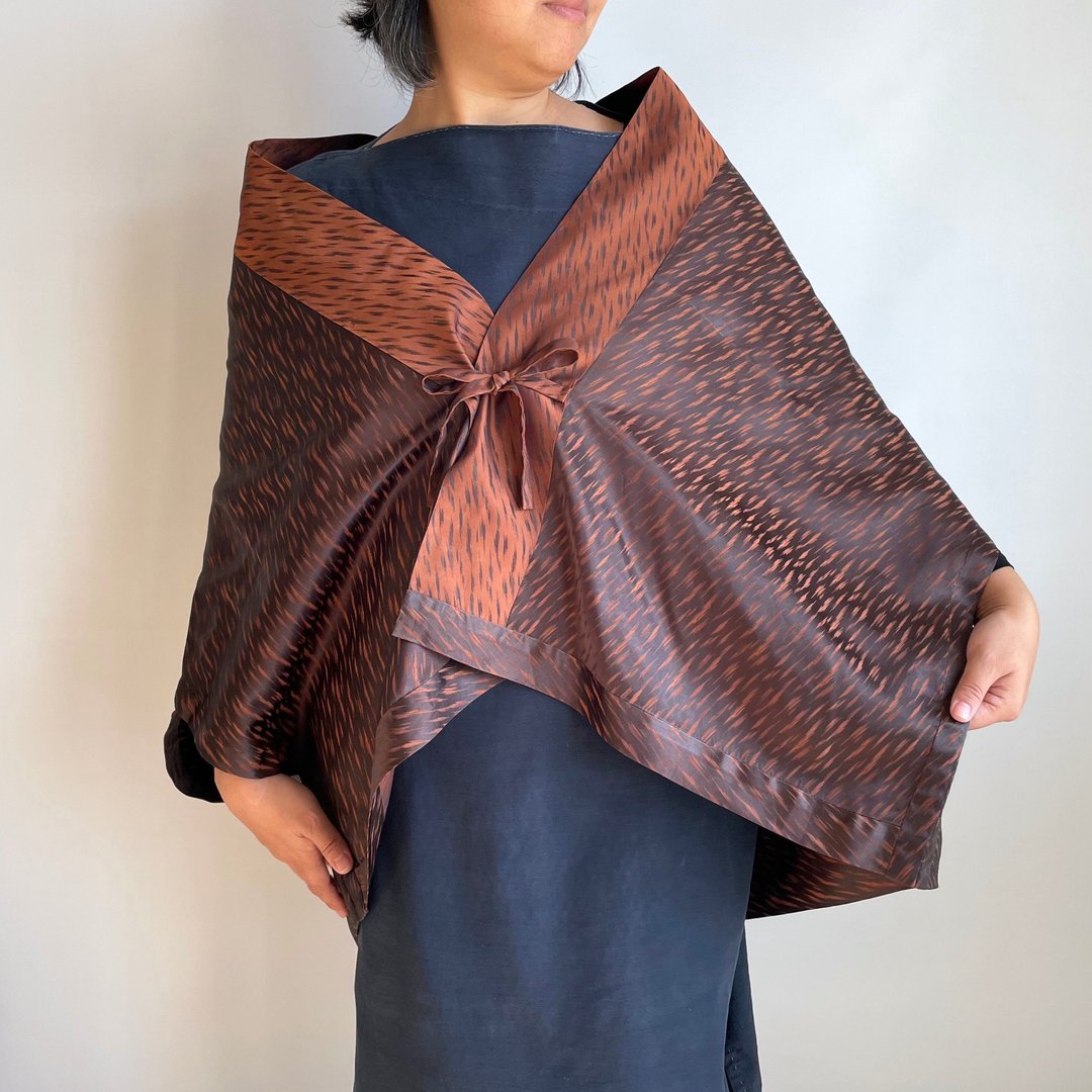 Unique item | Triangle HAORI -KIMONO coat fabric, Brown - 女装上衣 - 其他人造纤维 咖啡色