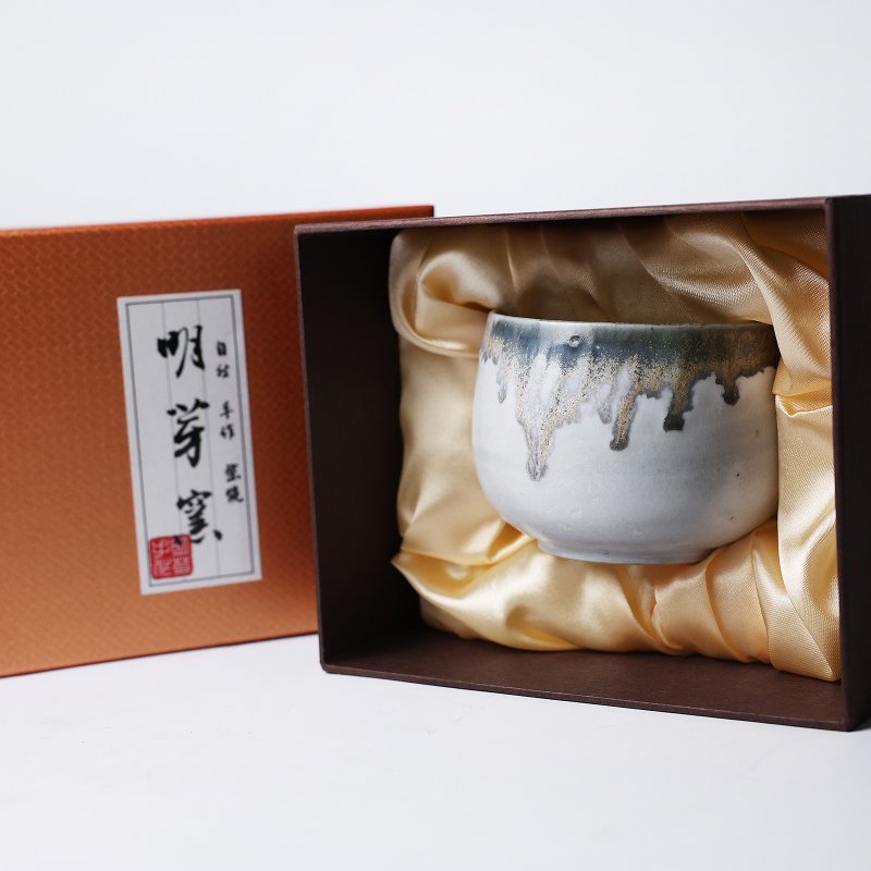 明芽窑 | 柴烧 静见暮雪 灰 蓝 金岭雪融 水杯 陶杯 茶杯礼盒 H12 - 茶具/茶杯 - 陶 灰色
