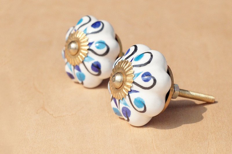 英式复古手绘陶瓷手把/陶瓷门把/陶瓷窗户门把 -花型蓝色清真寺 - 花瓶/陶器 - 陶 蓝色