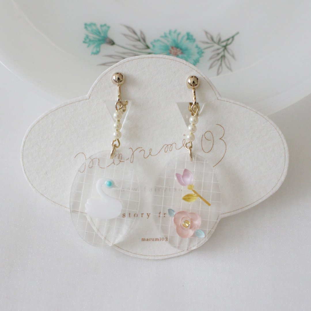 Story frame earrings - 耳环/耳夹 - 压克力 