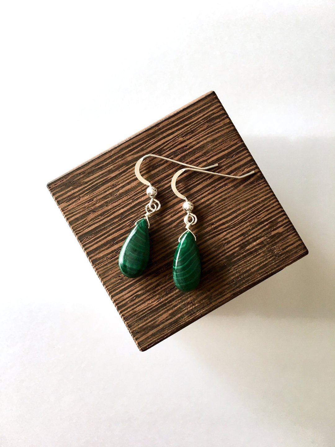 Marachite Hook-earring, Clip-earring - 耳环/耳夹 - 石头 绿色