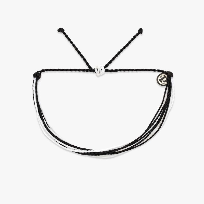 Pura Vida 美国手工 黑白素线防水蜡线可调式冲浪手环 - 手链/手环 - 防水材质 黑色