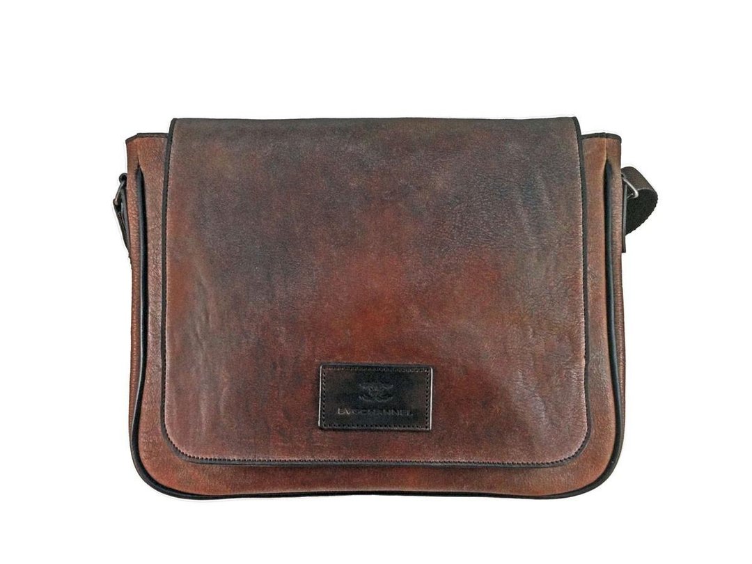 Brown flap shoulder bag - 侧背包/斜挎包 - 真皮 咖啡色