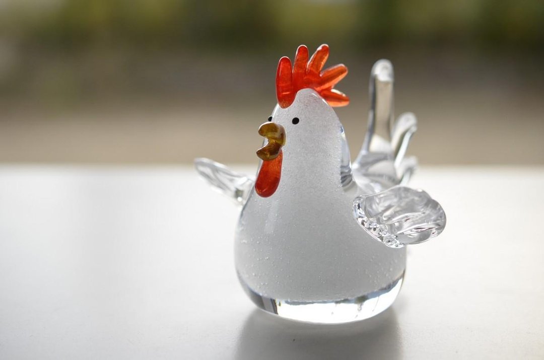 Zodiac 2017 glass Rooster - 摆饰 - 玻璃 白色