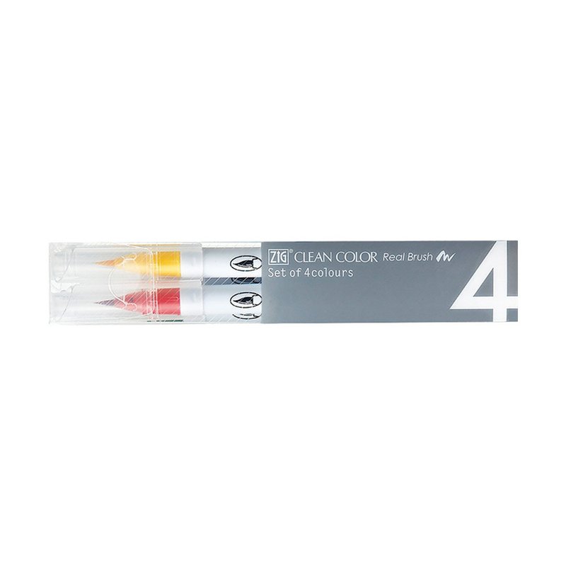 【Kuretake 日本吴竹】ZIG 彩绘毛笔 四色套组C - 其他书写用品 - 颜料 多色
