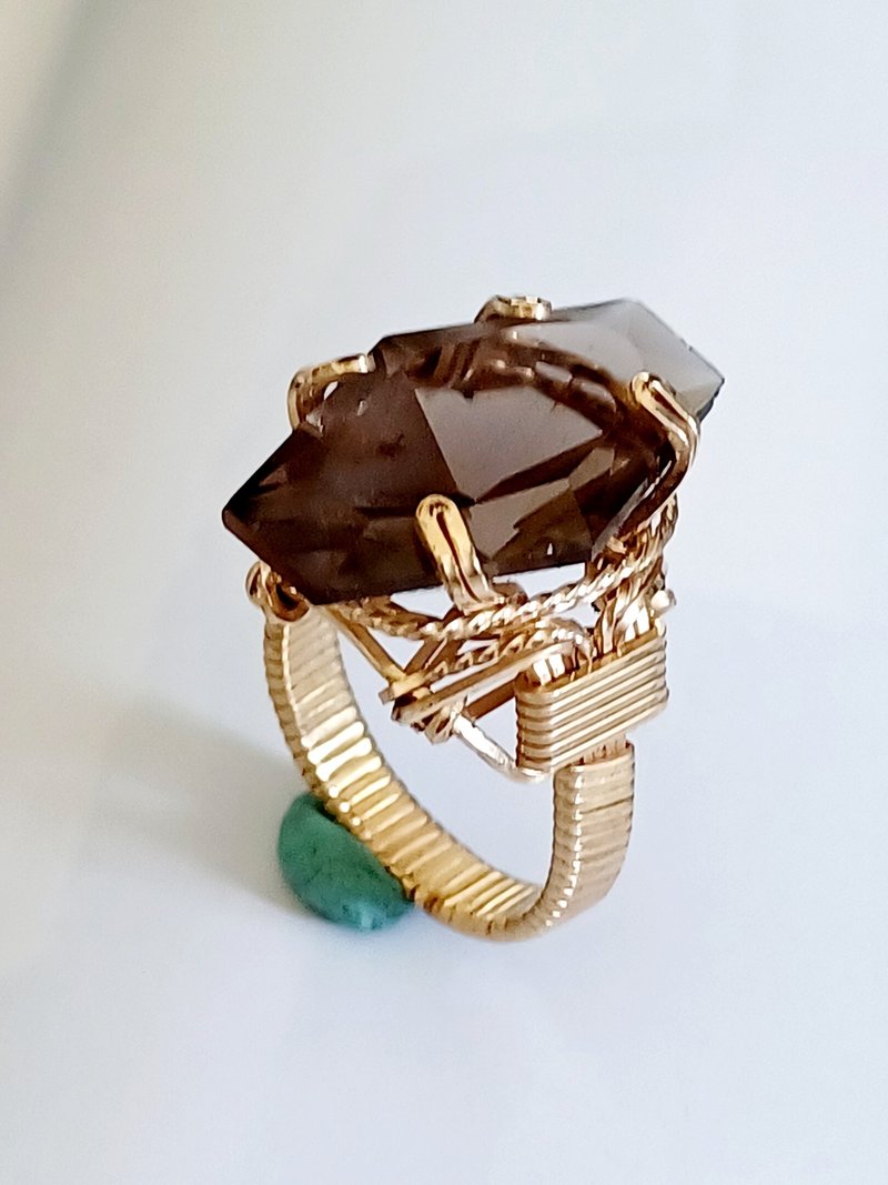 vintage jewelry 华丽金色莱茵钻编织戒 戒指 - 戒指 - 其他金属 
