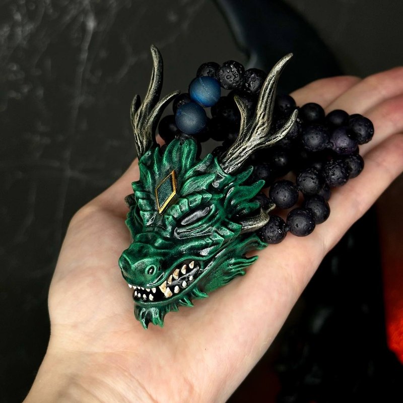 绿龙项链吊坠史矛革面具阿洛迪达龙面具项链 - 项链 - 树脂 绿色