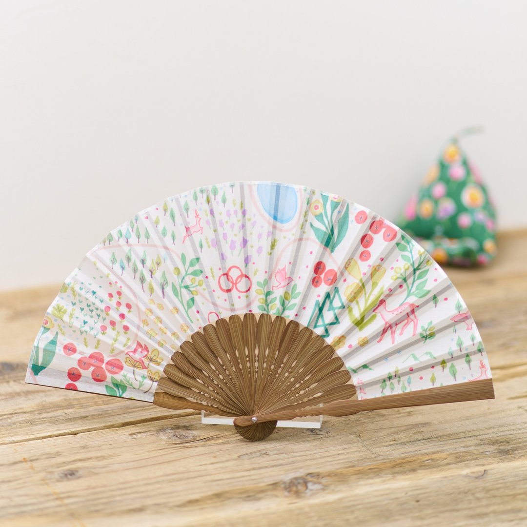 momode 京都职人手工布扇 白色 日本制 - 扇子 - 棉 白色
