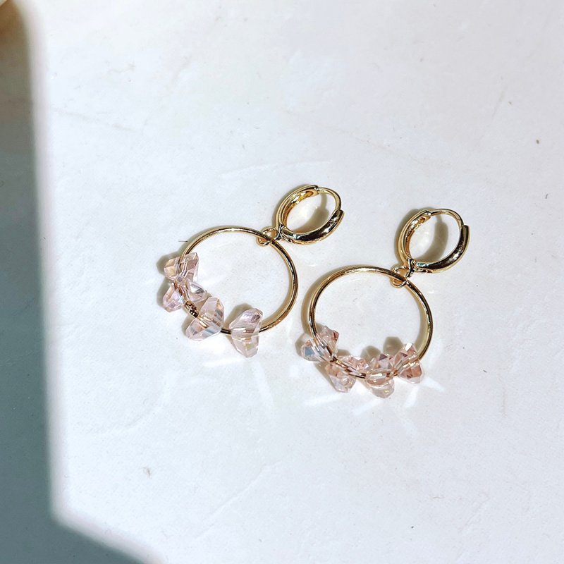 气质贝壳耳环 x 水晶圈圈耳环 - 耳环/耳夹 - 水晶 