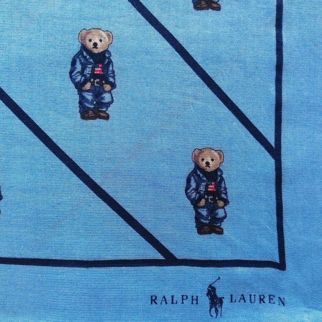 Ralph Lauren 复古手帕熊穿着飞行员夹克 20 x 19 英寸 - 丝巾 - 棉 蓝色