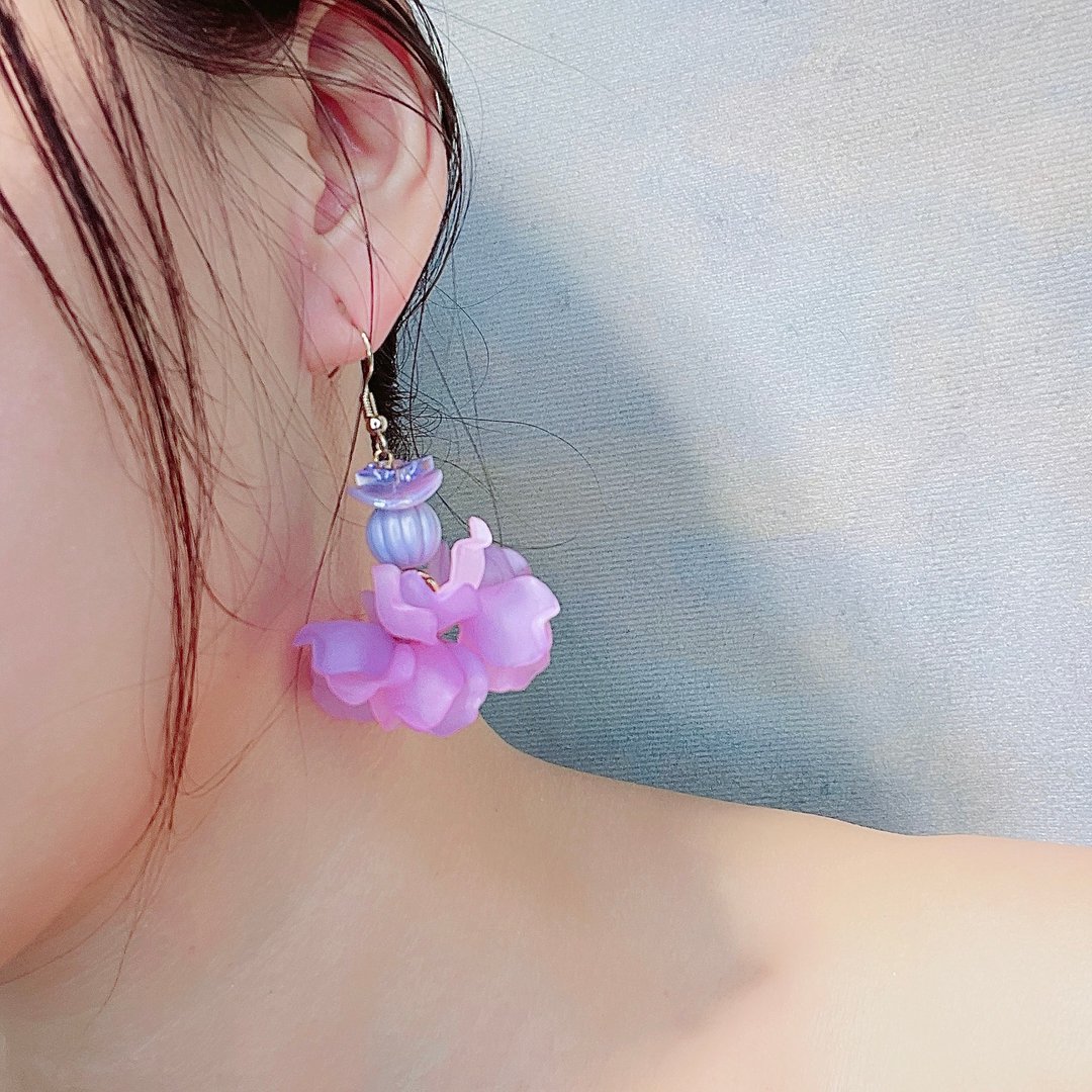 娇若春花系列-古典女伶 - 耳环/耳夹 - 树脂 