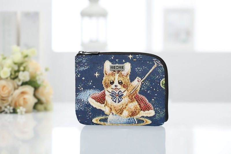 拉链短夹  零钱包 L型 / 防泼水 平织缇花 幻星柯基 经典麦亚 - 零钱包 - 其他材质 