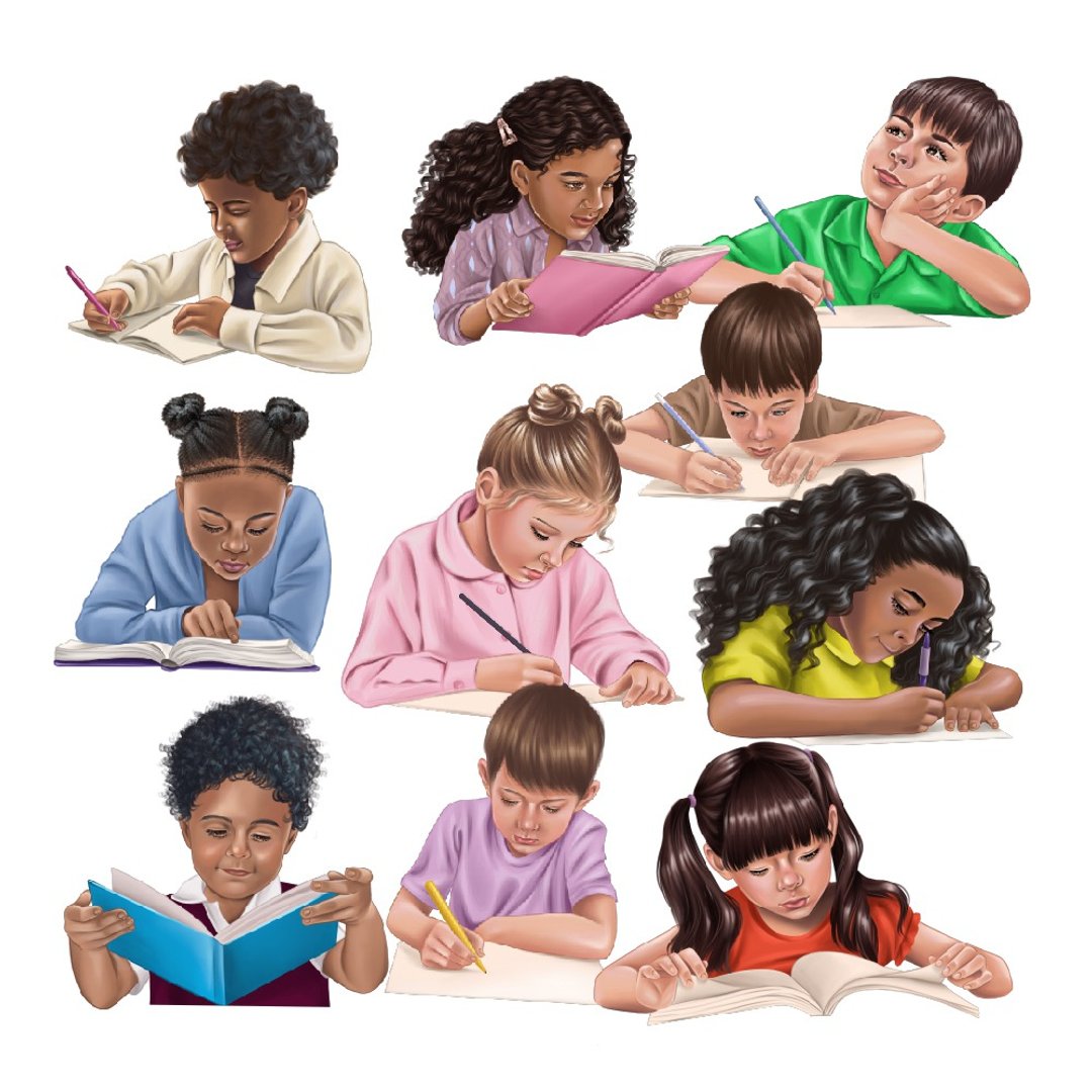 Young students digital clipart. Made to order. - 电子手绘真人画像/绘画/插画 - 其他材质 