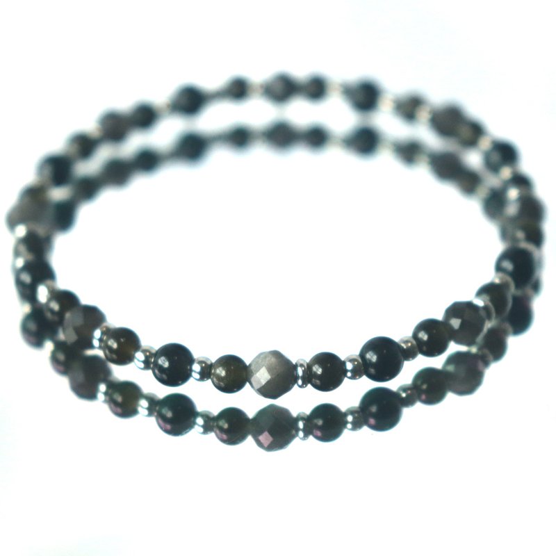 黑曜石-银曜石-金曜石-招财-防小人-水晶手链 - 手链/手环 - 水晶 黑色