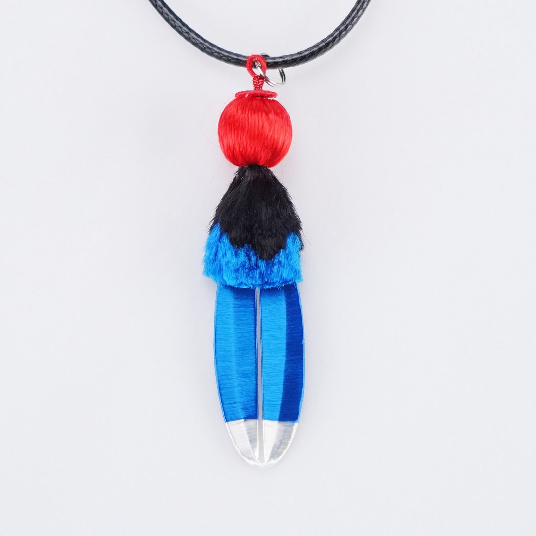春仔花台湾蓝鹊羽翼项链 | 手工艺品展现独特魅力 - 项链 - 绣线 多色