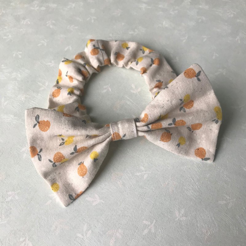 蝴蝶结松紧项圈 宠物领结 啾啾 bow tie -- 蜜柑_M号 - 项圈/牵绳 - 棉．麻 橘色