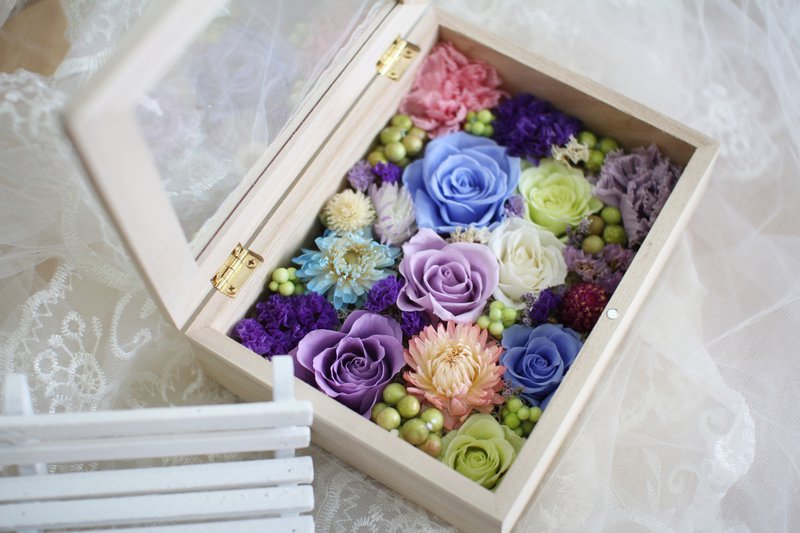 【永生花木盒花礼】-永生花/干燥花/珠宝捧花/婚礼捧花花束/花礼 - 其他 - 植物．花 紫色