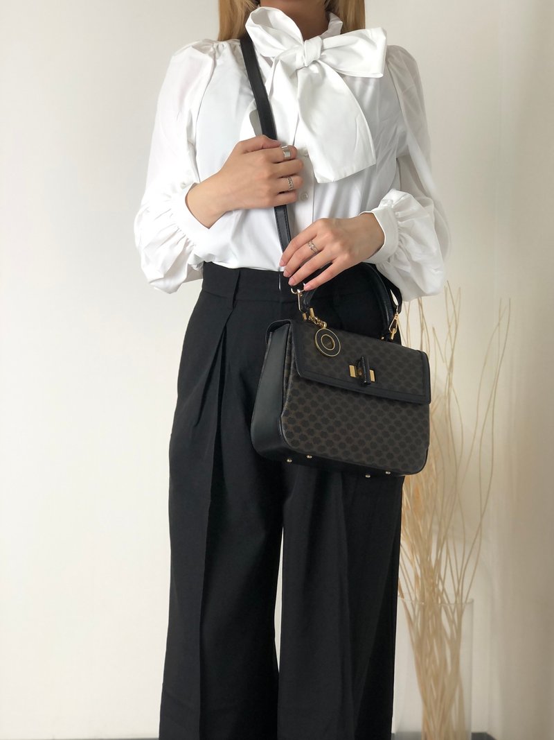 【日本直送，名牌包装】CELINE Macadam Turnlock Leather 2way 手提包 单肩包黑cptypf - 手提包/手提袋 - 真皮 黑色