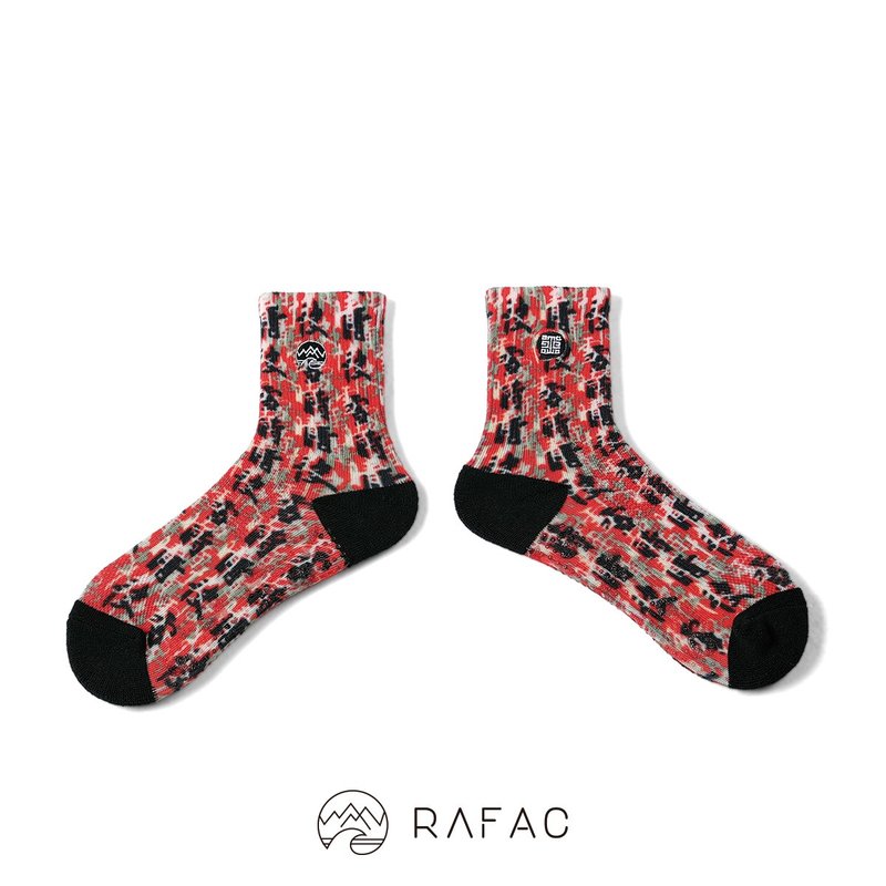 故宫x RAFAC 咖啡纱机能动动童袜_快雪时晴帖_潮流红 - 袜子 - 环保材料 红色