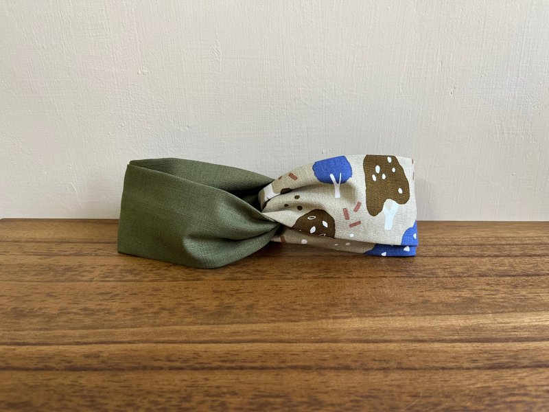 双拼发带 / 童话小树 - 绿 - 发带/发箍 - 棉．麻 绿色