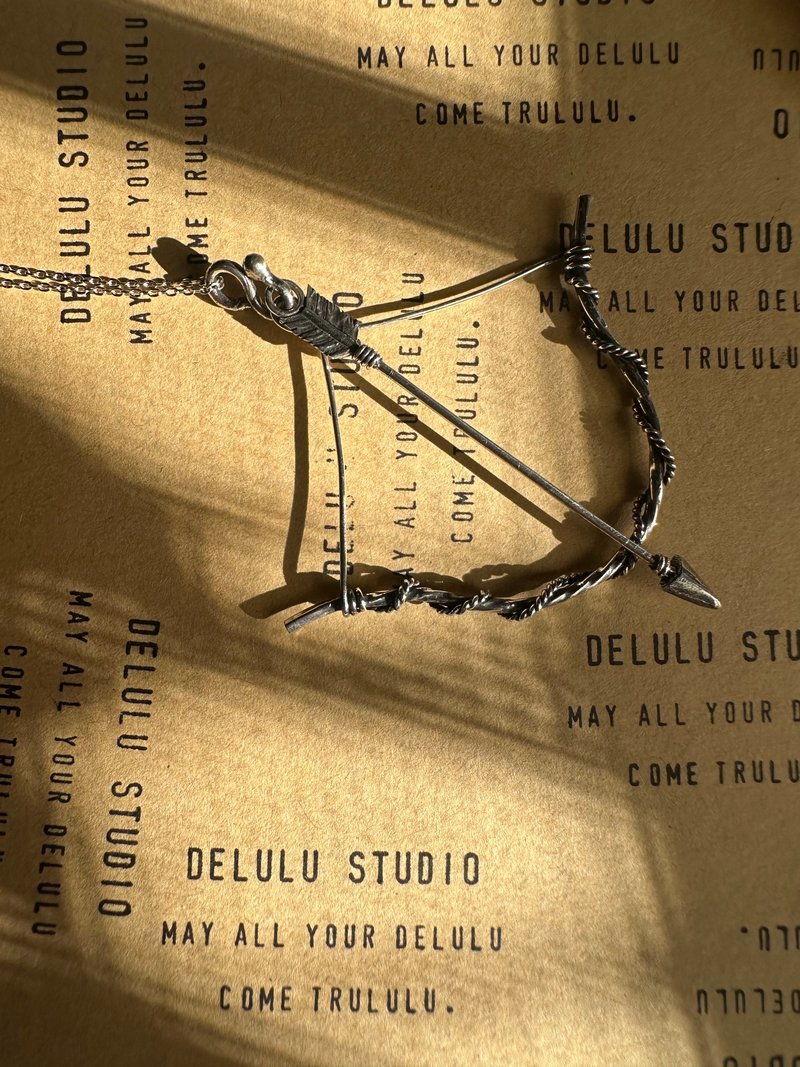 手作银饰—弓与矢 925纯银 双坠饰弓箭项链 弓箭项链 925纯银项链 - 项链 - 纯银 银色