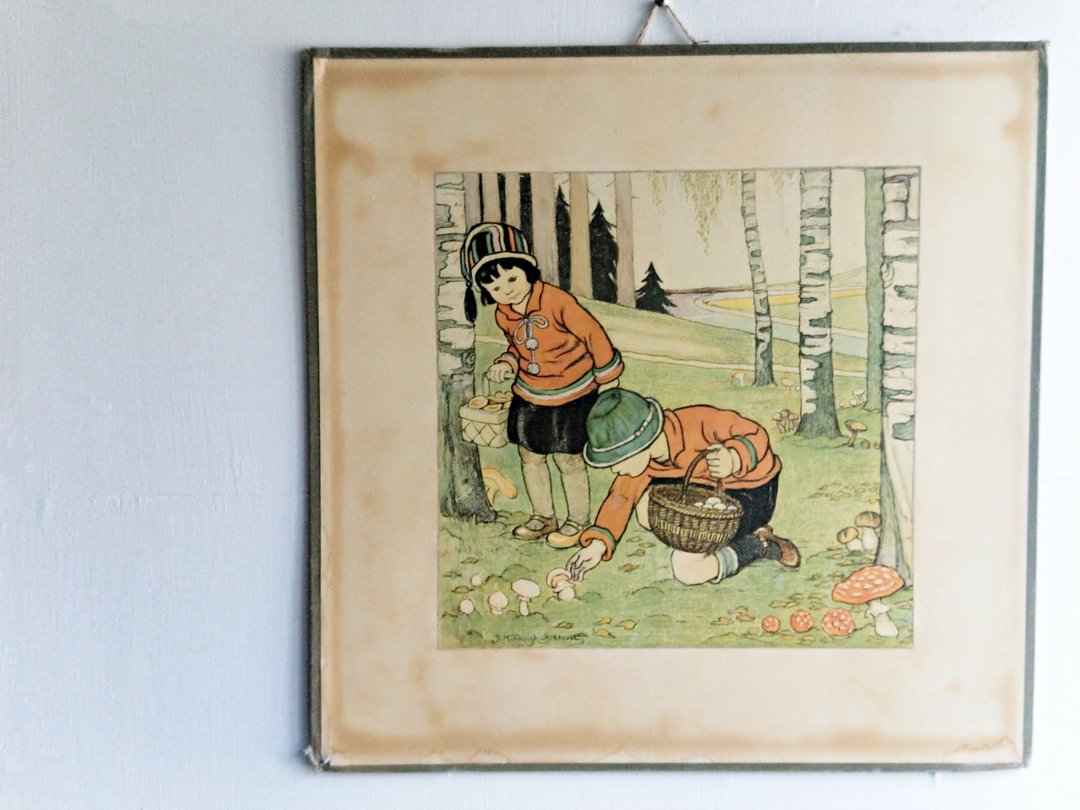 【好日恋物】荷兰vintage/antique采菇女孩挂画 - 海报/装饰画/版画 - 纸 多色