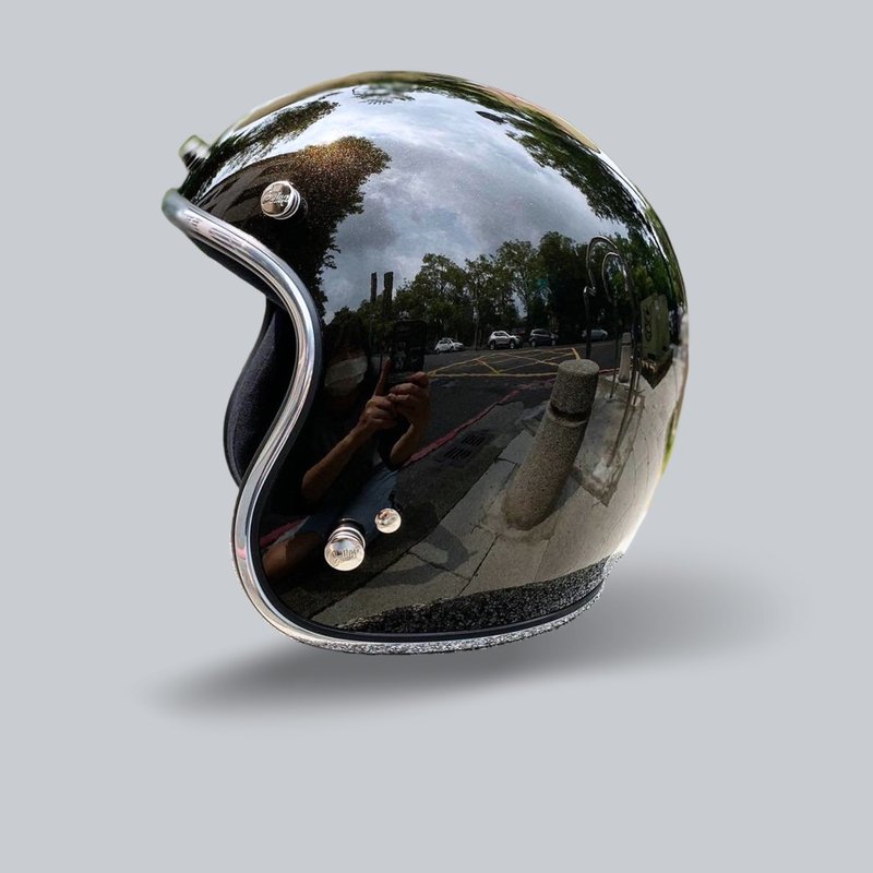 台湾制造 半罩式安全帽 乌晶黑 复古素色款-共30色 蛋型完美比例 - 安全帽 - 其他材质 