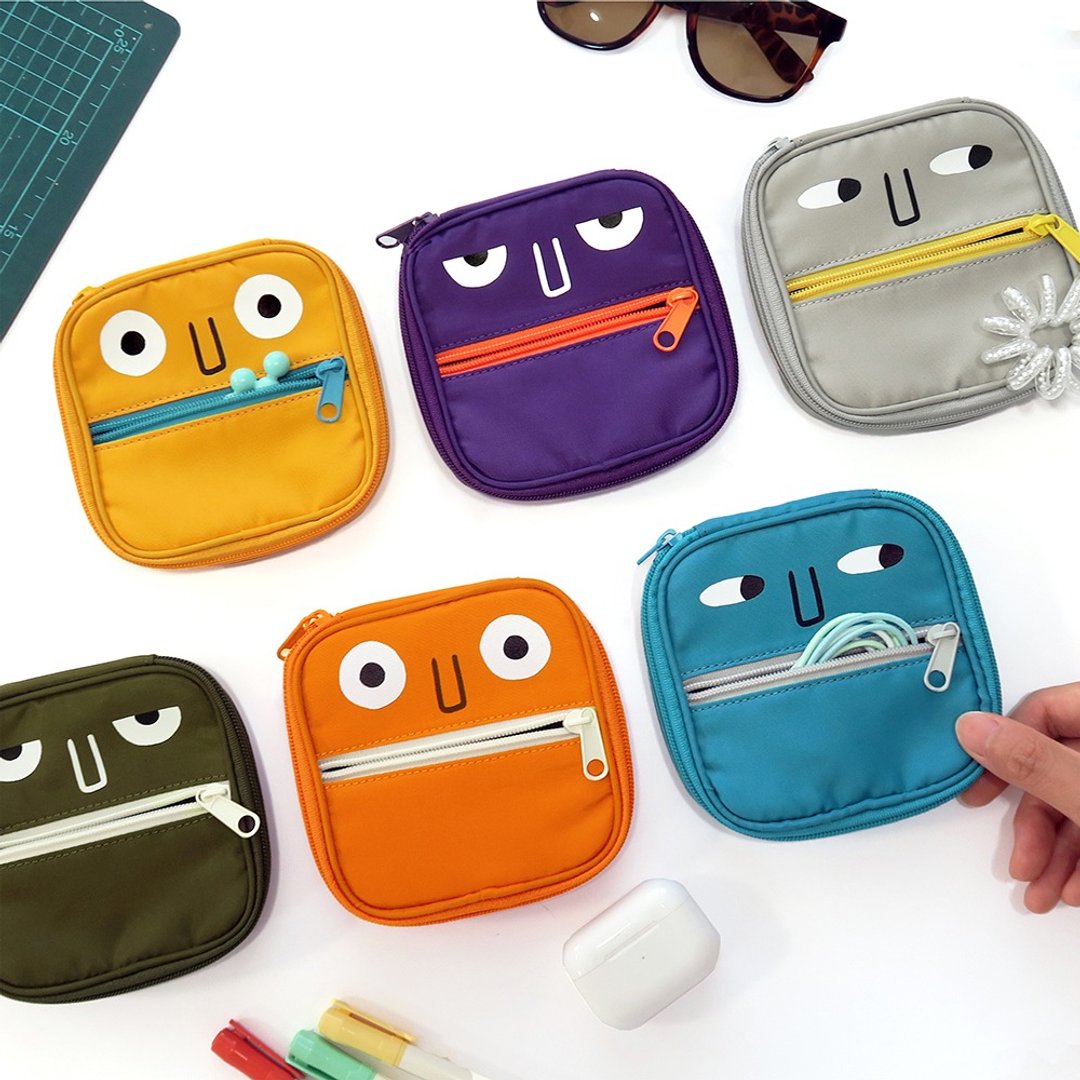 【Pouch Monster】收纳包 6 色可选 - 化妆包/杂物包 - 尼龙 黄色