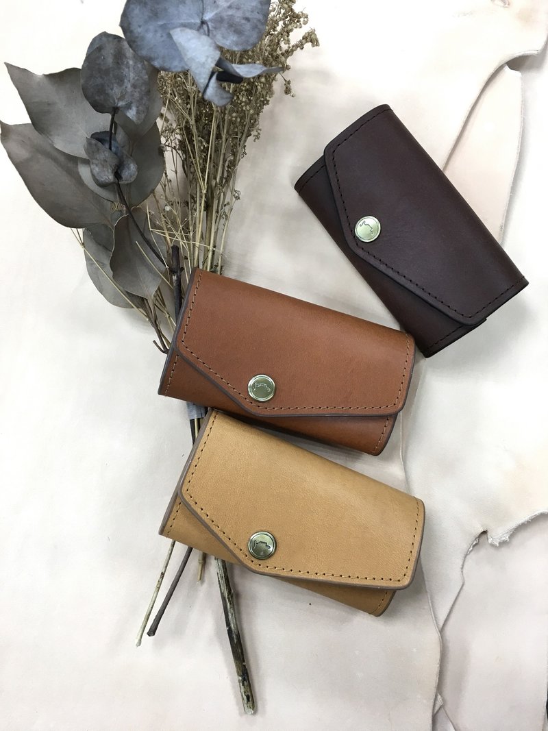 意大利头颈植物鞣皮革六孔钥匙包-新色上架 - 钥匙链/钥匙包 - 真皮 多色