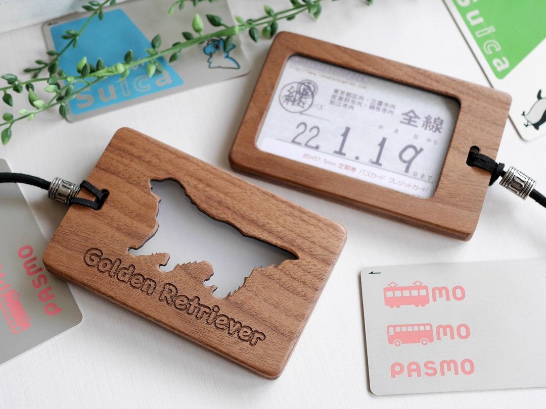 Wooden card case with window / Golden Retriever / walnut - 证件套/卡套 - 木头 