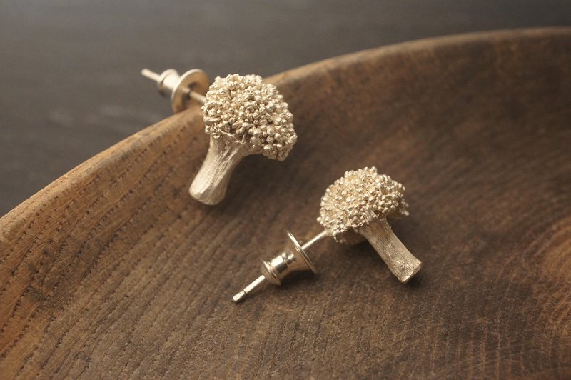 925 纯银西兰花耳环 - 手作 (MW E1007) - 耳环/耳夹 - 纯银 银色