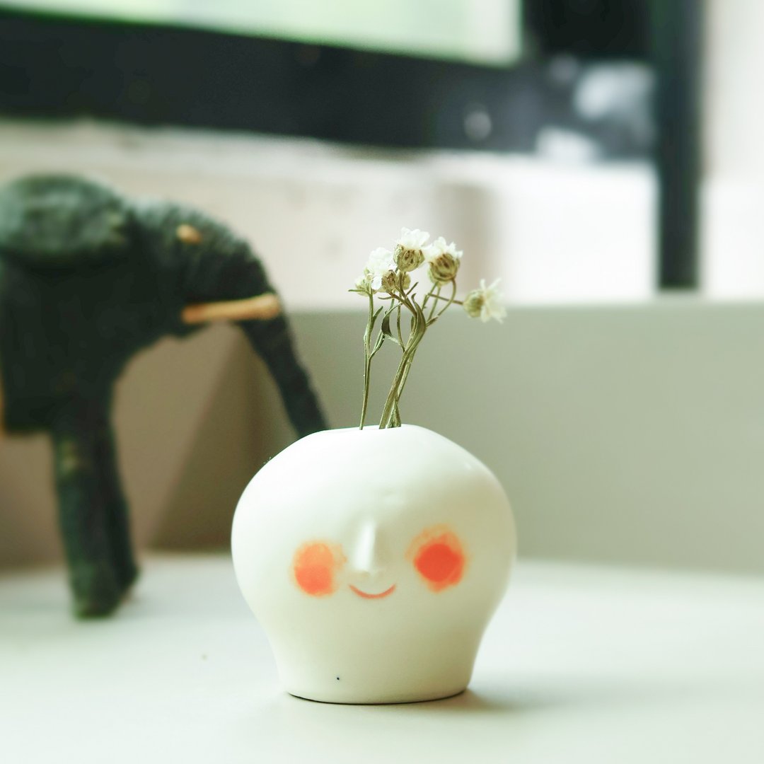 YUME 陶瓷花器 - 花瓶/陶器 - 瓷 白色