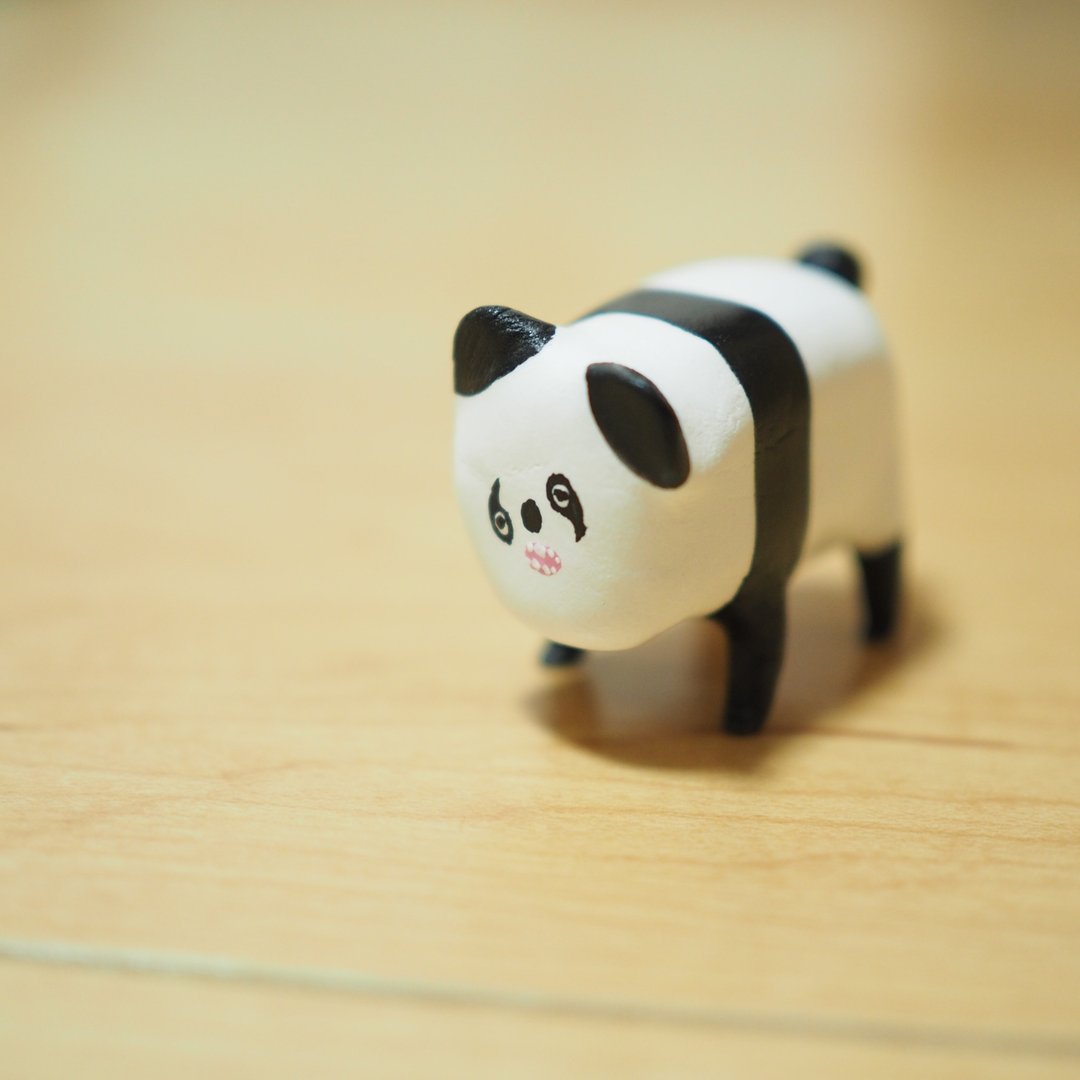 Flat panda - 玩偶/公仔 - 粘土 白色